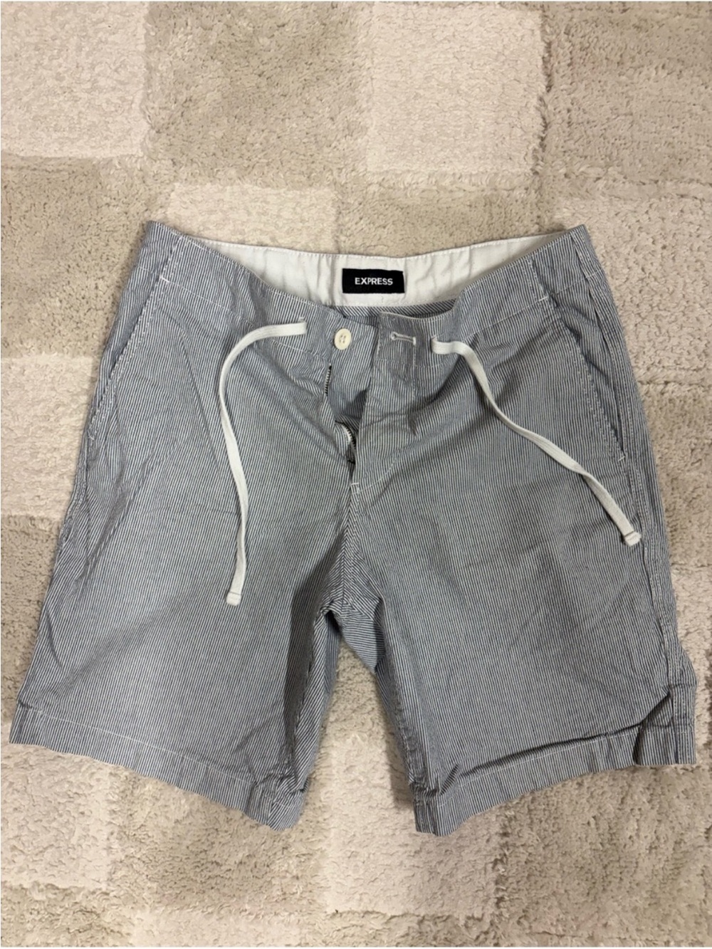 Express Men's Blue Stripe Drawstring Shorts